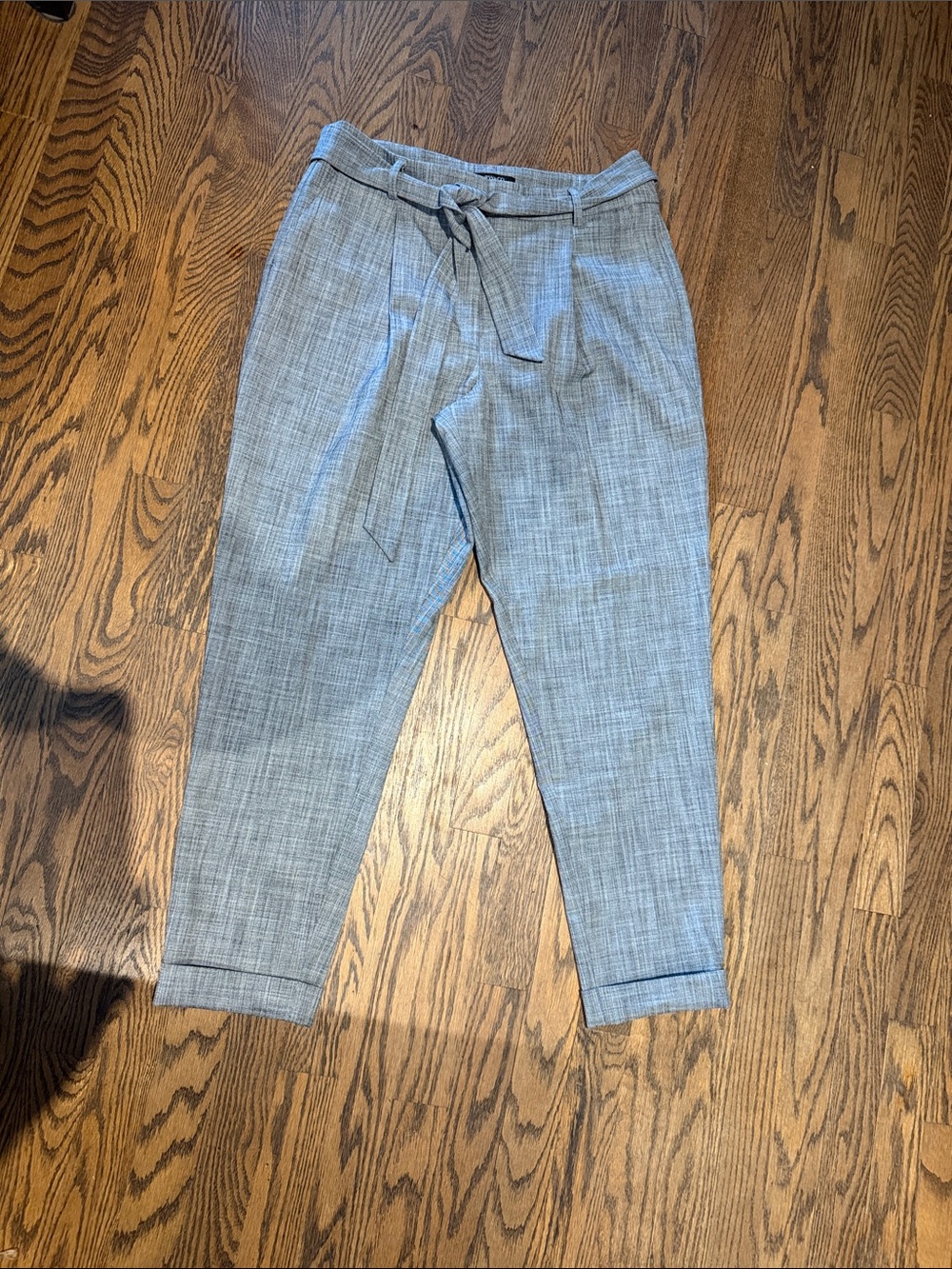 RW&CO. Light Gray Tie-Waist Tailored Pants